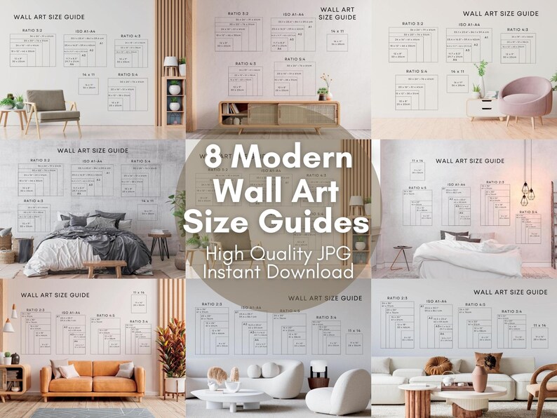 8 Wall Art Size Guide Art Frame Size Comparison Chart Wall Etsy