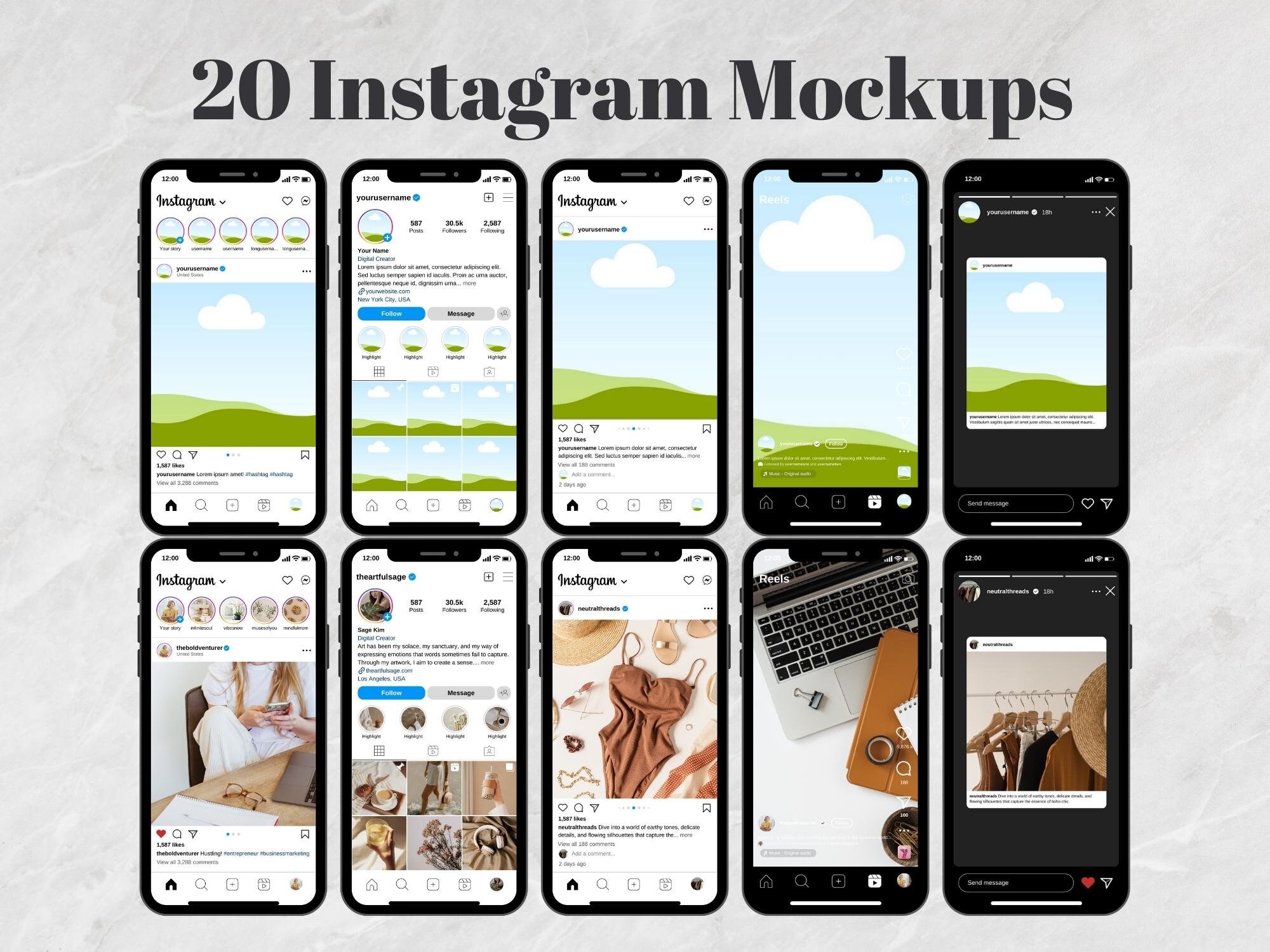 20 Editable Instagram Mockup Templates Social Media Mockup - Etsy Australia