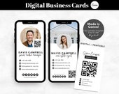 Editable Digital Business Card Templates, Printable Business Card QR Code, Realtor Marketing, Editable Canva Template - Digital Download