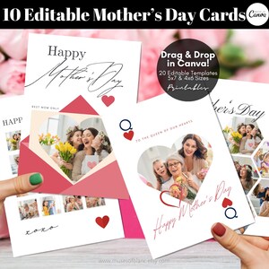 Editable Mother’s Day Cards Templates, Printable Photo Mothers Cards Digital Greeting Cards Templates, Custom Happy Mother’s Day Gift DIY