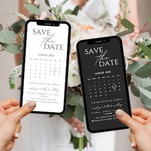 Electronic Save The Date Evite, Digital Save the Date Wedding Card, E-Invite Save The Date Template, Canva Templates - Digital Download, Modern Save The Date Evite Template, Minimalist Digital Invite Electronic Save The Date Invitation Card Calendar