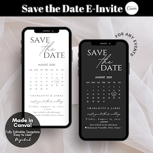 Electronic Save The Date Evite, Digital Save the Date Wedding Card, E-Invite Save The Date Template, Canva Templates - Digital Download