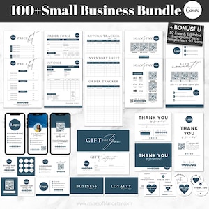 Editable Small Business Bundle, Thank You Card Template, Gift Certificate, Price List, Scan to Pay, Business Forms, Labels, Canva Template