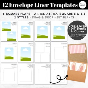 Drag and Drop Printable Envelope Liner Templates, Editable Canva Templates, Liner Envelope Templates, Custom Envelope Liner for DIY