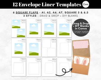 Drag and Drop Printable Envelope Liner Templates, Editable Canva Templates, Liner Envelope Templates, Custom Envelope Liner for DIY