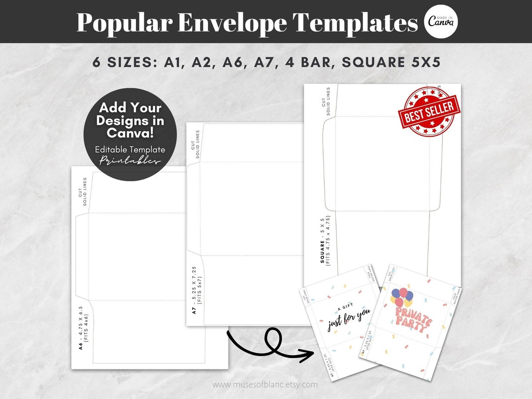 DIY Printable Envelope Template Editable Canva Templates A1 Etsy