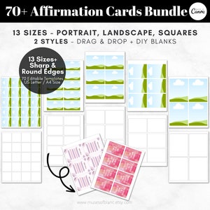 Drag and Drop Affirmation Cards Templates, Custom Blank Cards Templates, Printable Cards Templates, DIY Affirmation Cards, Canva Templates