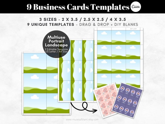 Drag and Drop Business Cards Template, Printable Business Cards, Canva  Templates, 2.5x3 Cards, 2.5x2.5 Square Cards Digital Download 