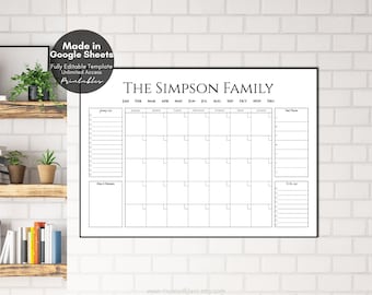 Editable Family Command Center Printable Google Sheets Template V5, Custom Family Organizer Undated Calendar, Meal Planner, Digital Download