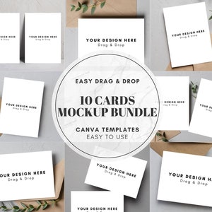 10 Drag and Drop Greeting Card Mockup Bundle, Editable Canva Template, Invitation Card Mockup, 5x7 Card Mockups Designs - Digital Download