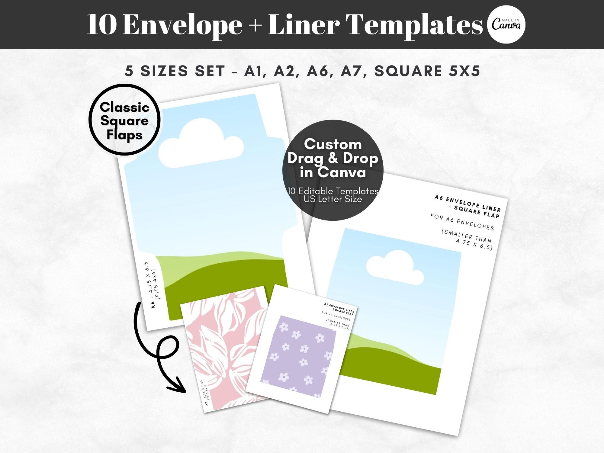 Printable A7 Envelope Template for 5x7 Card, Canva A7 Envelope Template 