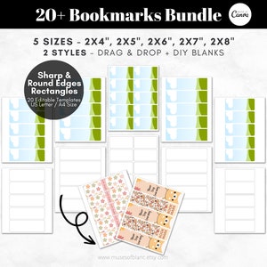 Drag and Drop Bookmark Templates, Custom Blank Bookmarks Template, Editable Bookmark Templates DIY Personalized Bookmarks Canva Template