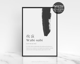 Wabisabi Definition Print, Japandi Wall Art (Digital Download)