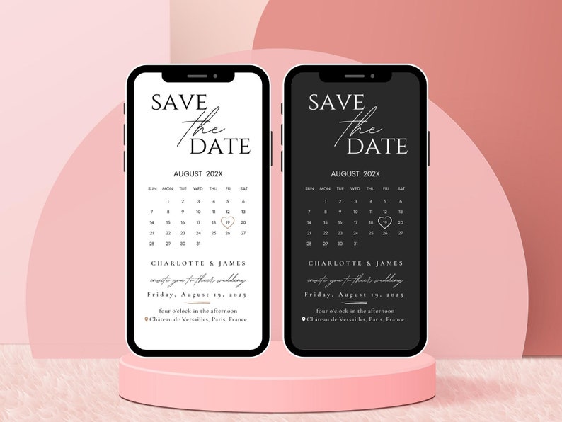 Electronic Save The Date Evite, Digital Save the Date Wedding Card, E-Invite Save The Date Template, Canva Templates - Digital Download, Modern Save The Date Evite Template, Minimalist Digital Invite Electronic Save The Date Invitation Card Calendar