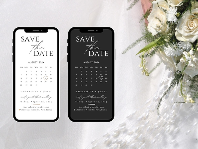 Electronic Save The Date Evite, Digital Save the Date Wedding Card, E-Invite Save The Date Template, Canva Templates - Digital Download, Modern Save The Date Evite Template, Minimalist Digital Invite Electronic Save The Date Invitation Card Calendar