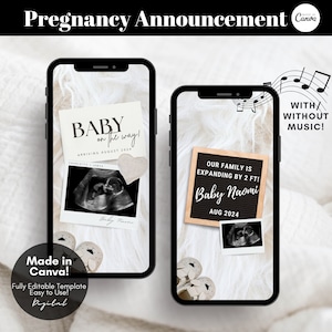 Digital Pregnancy Announcement Template, Animated Pregnancy Announcement Ultrasound, Gender Neutral Baby Announcement Mobile Ecard - Canva
