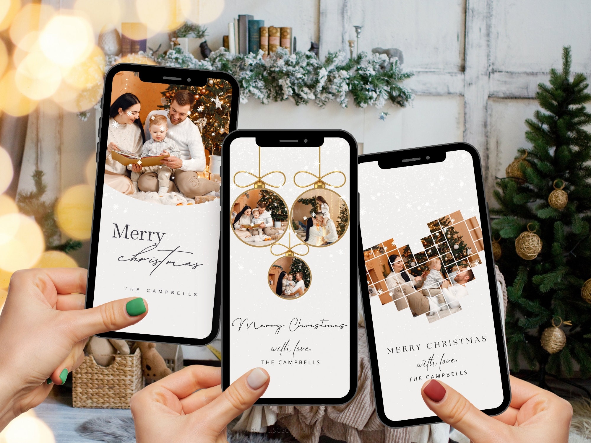 Editable Digital Christmas Card Template, Animated Christmas E-card ...