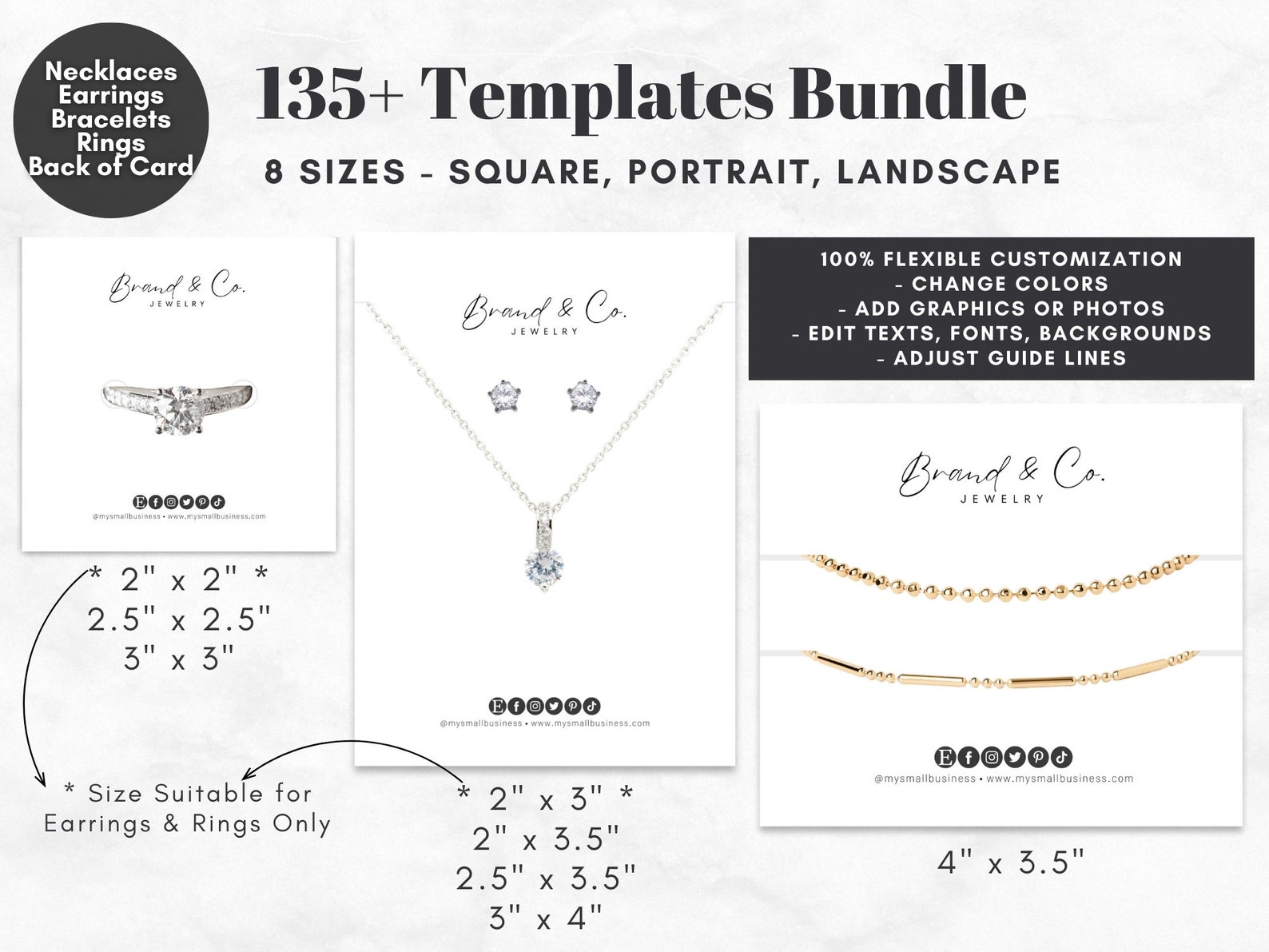 Editable Jewelry Display Cards Templates, Custom Jewelry Cards for ...