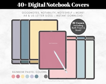 Pastel Digital Notebook Covers, Minimalist Planner, Goodnotes Notability (Digital Download)