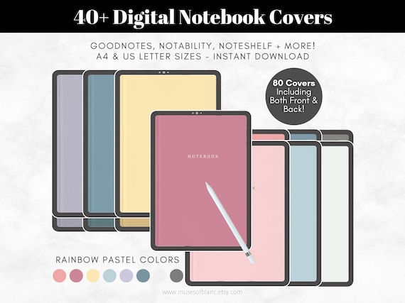 Pastel Digital Notebook Covers, Minimalist Planner, Goodnotes Notability (Digital Download)