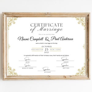 Editable Marriage Certificate Template, Printable Certificate of Marriage Keepsake, Custom Wedding Gift for Couples, Editable Canva Templates Digital Download Wedding Keepsake Custom Marriage Certificate Custom Certificate of Marriage Custom Keepsake