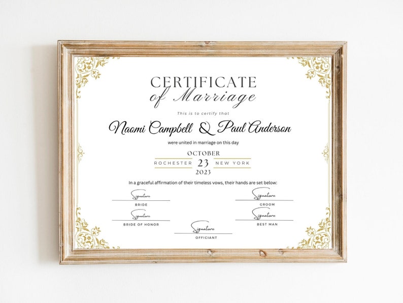 Editable Marriage Certificate Template, Printable Certificate of Marriage Keepsake, Custom Wedding Gift for Couples, Editable Canva Templates Digital Download Wedding Keepsake Custom Marriage Certificate Custom Certificate of Marriage Custom Keepsake