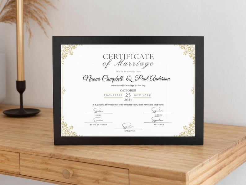 Editable Marriage Certificate Template, Printable Certificate of Marriage Keepsake, Custom Wedding Gift for Couples, Editable Canva Templates Digital Download Wedding Keepsake Custom Marriage Certificate Custom Certificate of Marriage Custom Keepsake