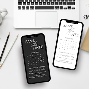 Electronic Save The Date Evite, Digital Save the Date Wedding Card, E-Invite Save The Date Template, Canva Templates - Digital Download, Modern Save The Date Evite Template, Minimalist Digital Invite Electronic Save The Date Invitation Card Calendar