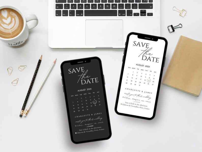 Electronic Save The Date Evite, Digital Save the Date Wedding Card, E-Invite Save The Date Template, Canva Templates - Digital Download, Modern Save The Date Evite Template, Minimalist Digital Invite Electronic Save The Date Invitation Card Calendar
