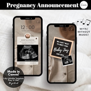 Digital Pregnancy Announcement Template, Animated Pregnancy Announcement Ultrasound, Gender Neutral Baby Announcement Mobile Ecard - Canva