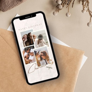 Editable Ecard Birthday Card Template, Ecard Animated Birthday Card Template for Mobile Phones, Collage Birthday Card with Music, Editable Template Canva - Digital Download, Collage Template Collage Birthday Collage Photo Frame Floral Birthday Card,