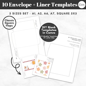 DIY Printable Envelope Template, Custom Envelope Liner Templates, A1 A2 A6 A7 Square Envelope, Editable Canva Templates - Digital Download