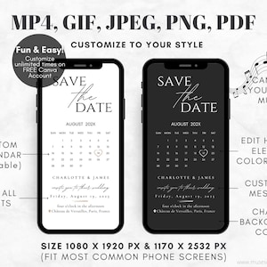 Electronic Save The Date Evite, Digital Save the Date Wedding Card, E-Invite Save The Date Template, Canva Templates - Digital Download, Modern Save The Date Evite Template, Minimalist Digital Invite Electronic Save The Date Invitation Card Calendar