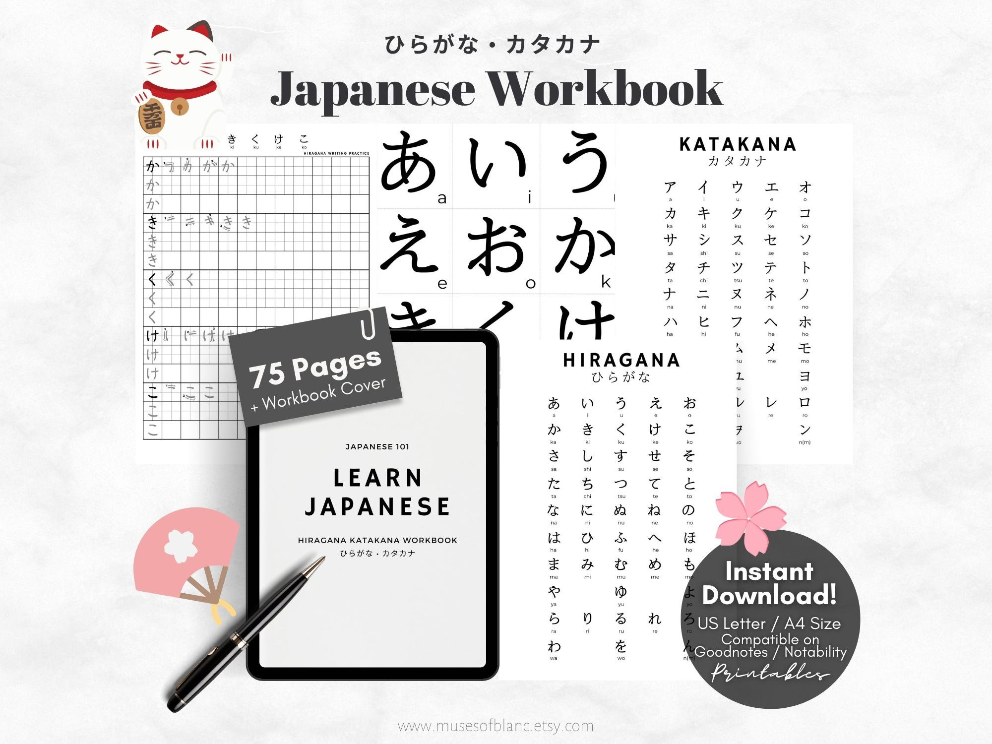 5 workbook Writing Practice Book Hiragana katakana Japanese Kanji