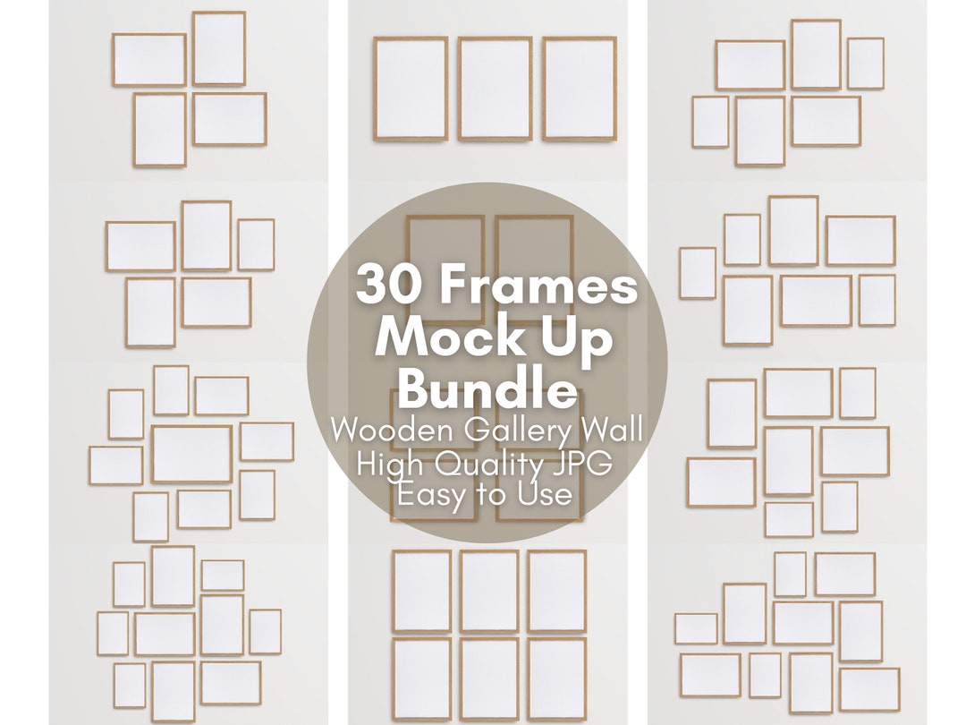 30 Wooden Frames Mockup Bundle Gallery Wall Frame Art Print Etsy