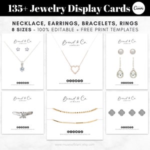 Editable Jewelry Display Cards Templates, Custom Jewelry Cards for Necklace Card, DIY Earring Card, Printable Packaging Label Canva Template