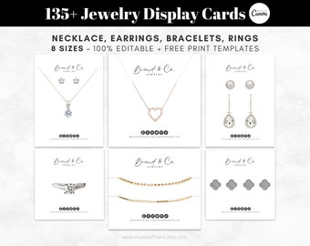 Editable Jewelry Display Cards Templates, Custom Jewelry Cards for Necklace Card, DIY Earring Card, Printable Packaging Label Canva Template
