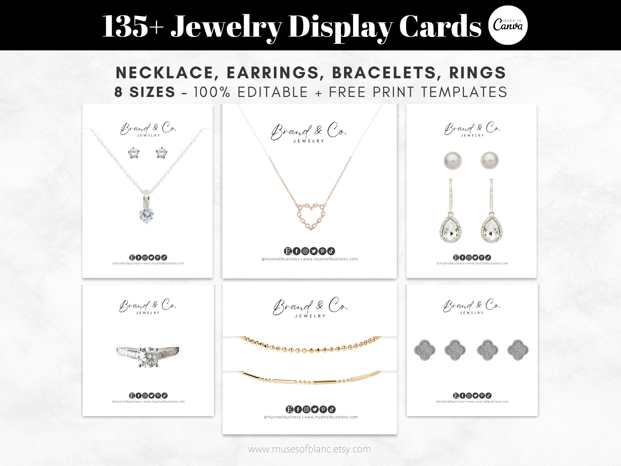 Earring Label Editable Jewelry Display Cards Templates, Custom Jewelry Cards for ...