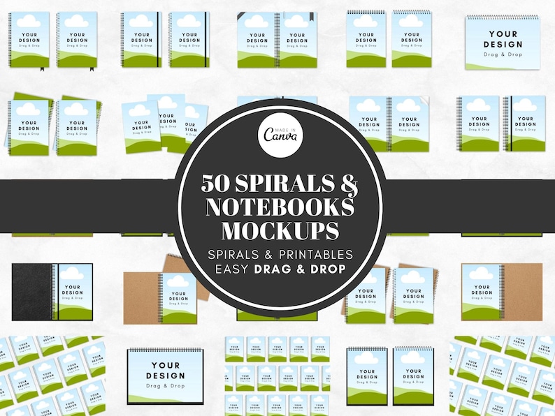 50 Spiral Notebook Mockup Templates, Spiral Journal Mockup, Spiral Planner Mockup, Canva Mockup Templates, Drag and Drop Mockup Templates - Digital Download, Digital Product, KDP Mockup, Digital Mockup, Lead Magnet Template Mockup Book Mockup Etsy