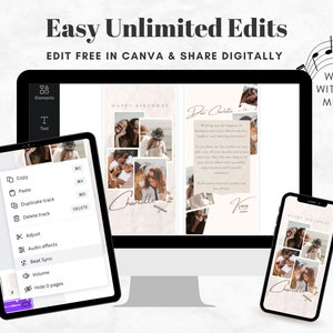 Editable Ecard Birthday Card Template, Ecard Animated Birthday Card Template for Mobile Phones, Collage Birthday Card with Music, Editable Template Canva - Digital Download, Collage Template Collage Birthday Collage Photo Frame Floral Birthday Card,