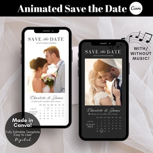 Electronic Save the Date Cards Templates, Digital Save the Date Wedding Card E-Invite Template, Couple Wedding Photo Canva Templates Digital