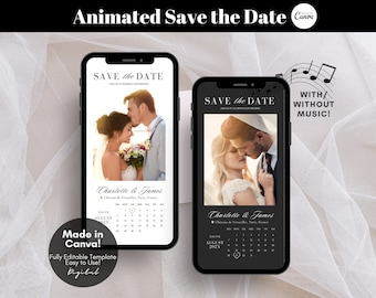 Electronic Save the Date Cards Templates, Digital Save the Date Wedding Card E-Invite Template, Couple Wedding Photo Canva Templates Digital