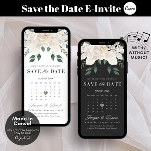 Electronic Save The Date Evite, Digital Save the Date Wedding Card, E-Invite Save The Date Template, Canva Templates - Digital Download