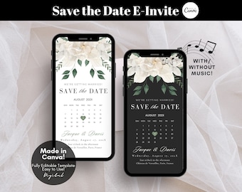 Electronic Save The Date Evite, Digital Save the Date Wedding Card, E-Invite Save The Date Template, Canva Templates - Digital Download