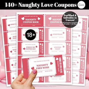 Editable Naughty Love Coupon Book, Printable Adult Gift (Digital Download)