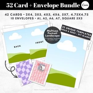 Drag and Drop Greeting Card Templates, 3x4, 3x5, 4x5, 4x6, 5x7, 4.75x4.75 Foldable Cards, A1 A2 A6 A7 Square Envelope Template Canva