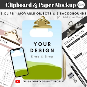 Drag and Drop Clipboard Mockup Paper Mockup, Printables Mockup, Checklist Mockup, Worksheets Mockup, DIY Mockup, Editable Canva Template