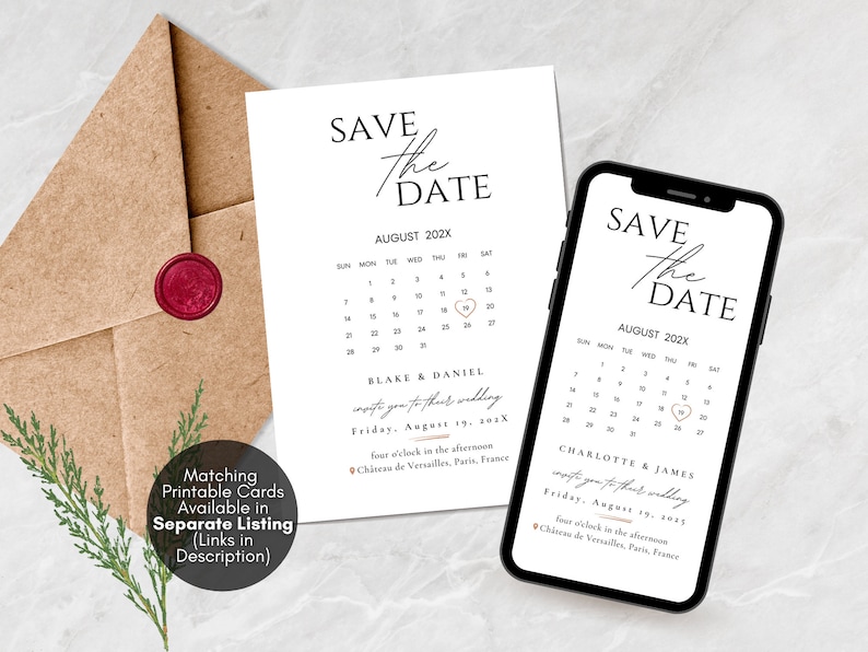 Electronic Save The Date Evite, Digital Save the Date Wedding Card, E-Invite Save The Date Template, Canva Templates - Digital Download, Modern Save The Date Evite Template, Minimalist Digital Invite Electronic Save The Date Invitation Card Calendar