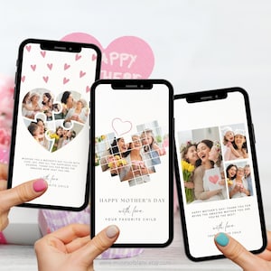 Editable Digital Mothers Day Cards Template, Animated Happy Mothers Day E-Card Template, Photo Collage Mothers Day Cards, Custom Mothers Day Greeting Cards Templates, Personalized Gift for Mom, Mobile Mothers Day Card Animation Video with Music GIF