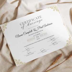 Editable Marriage Certificate Template, Printable Certificate of Marriage Keepsake, Custom Wedding Gift for Couples, Editable Canva Templates Digital Download Wedding Keepsake Custom Marriage Certificate Custom Certificate of Marriage Custom Keepsake
